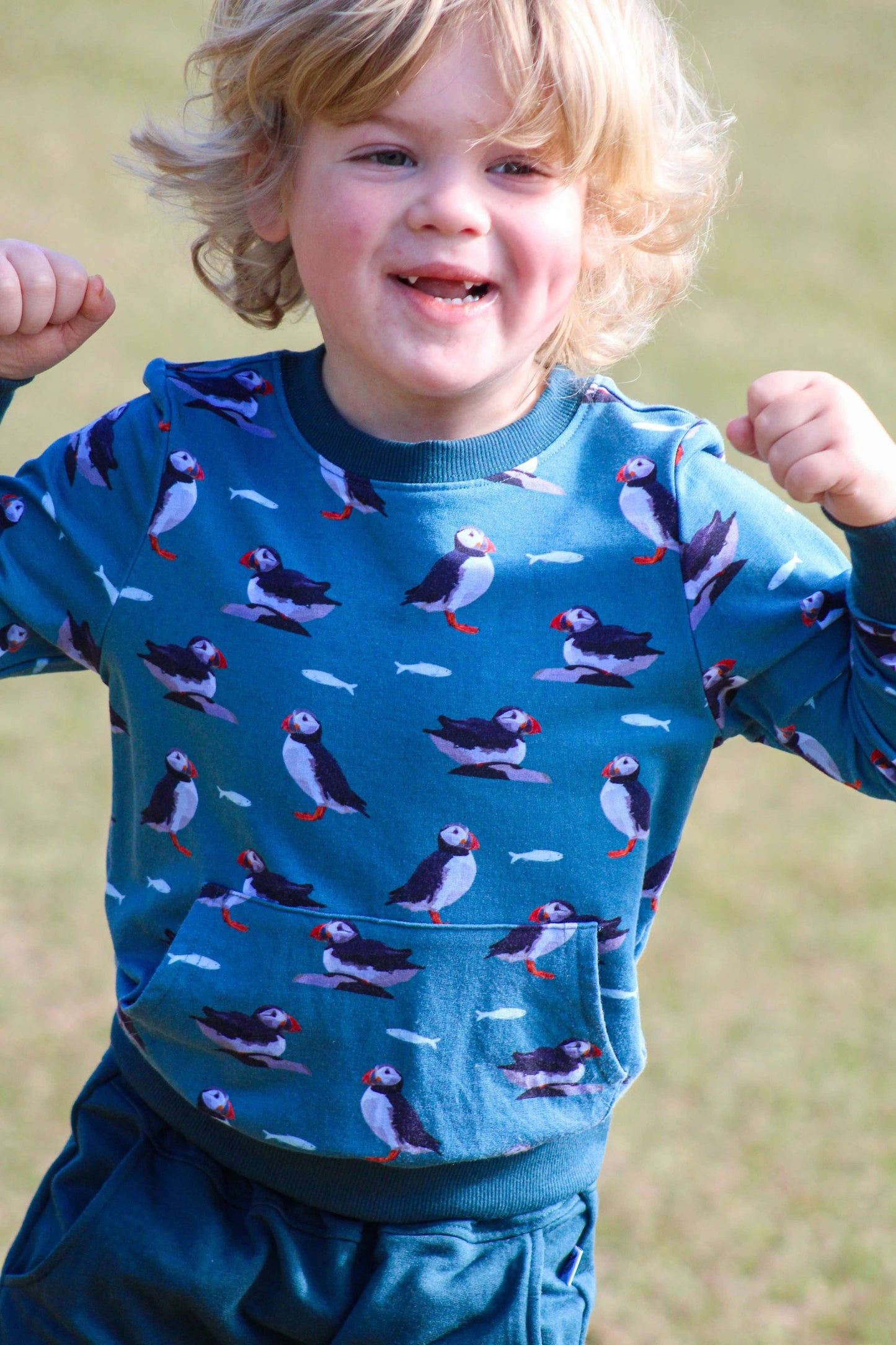 Crewneck Pullover in 'Puffins’