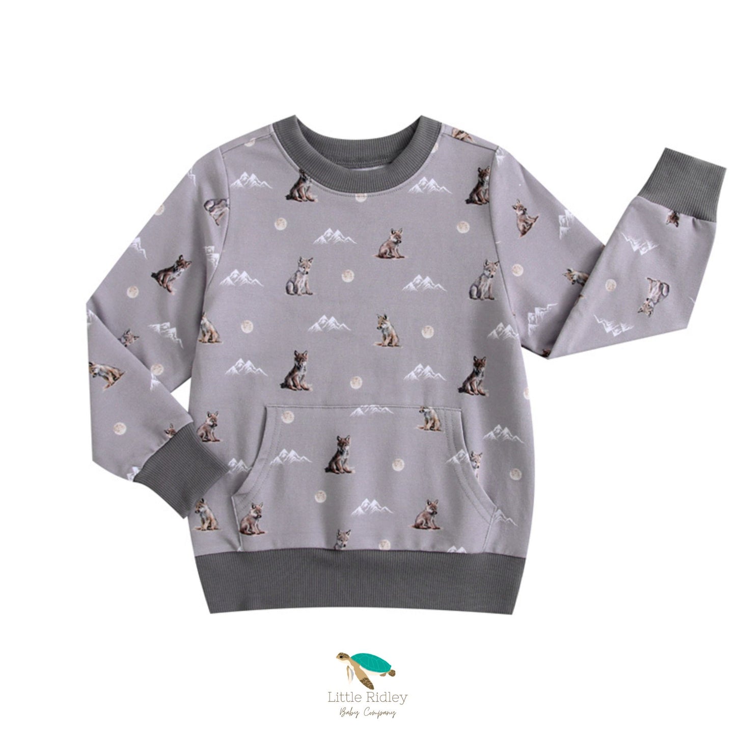 Crewneck Pullover in 'Little Grey Wolf'