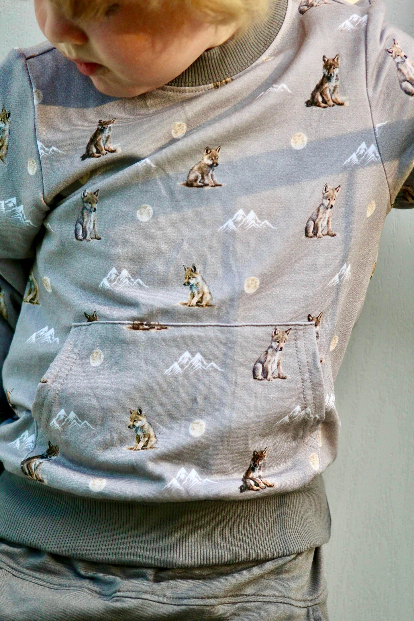 Crewneck Pullover in 'Little Grey Wolf'