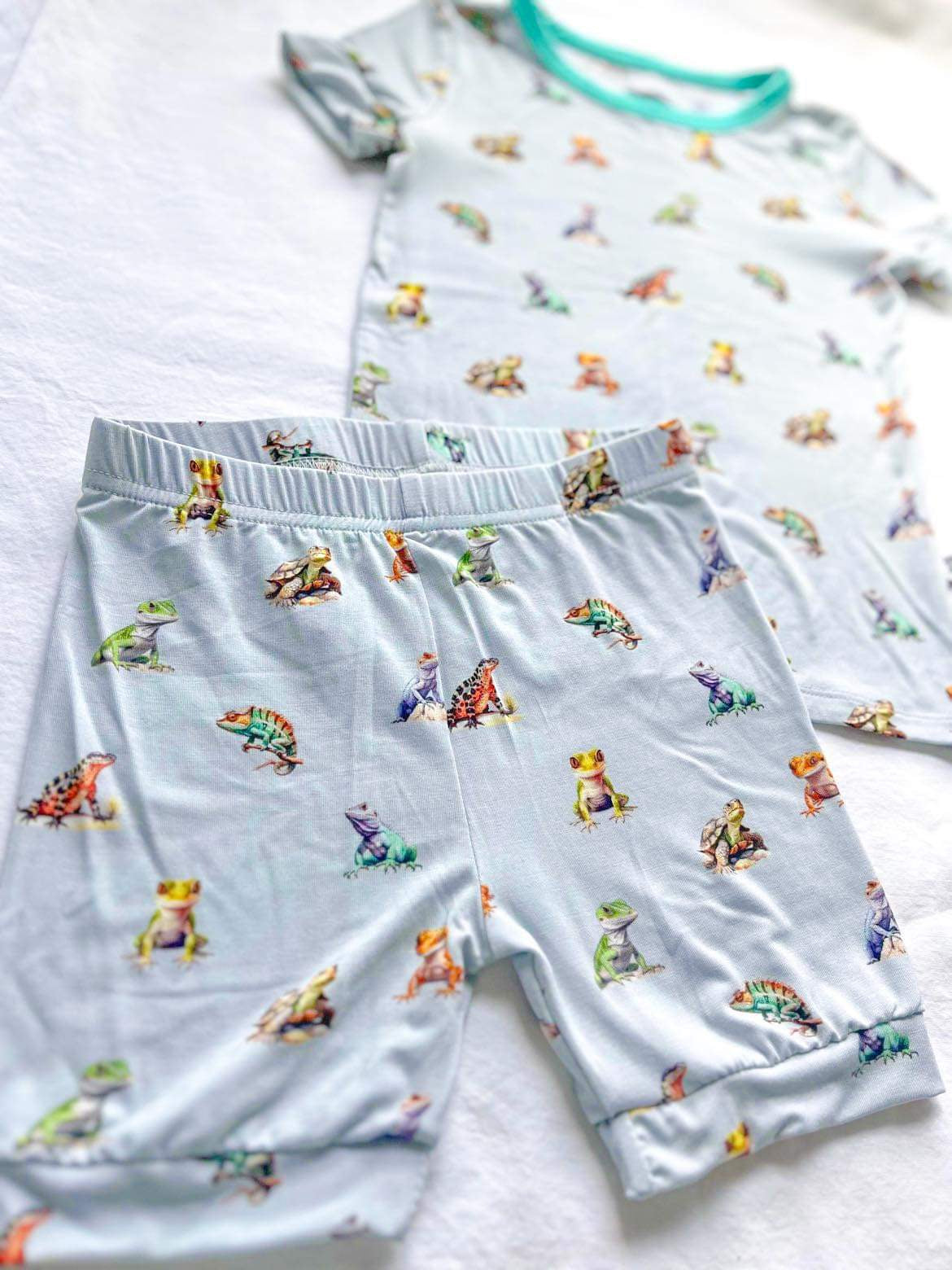 Short Sleeve Set (Handmade/Converted) in Iguana Cuddle